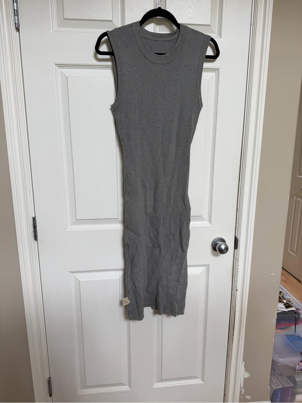 lovestitch Sleeveless Ribbed Midi Dress - Gray